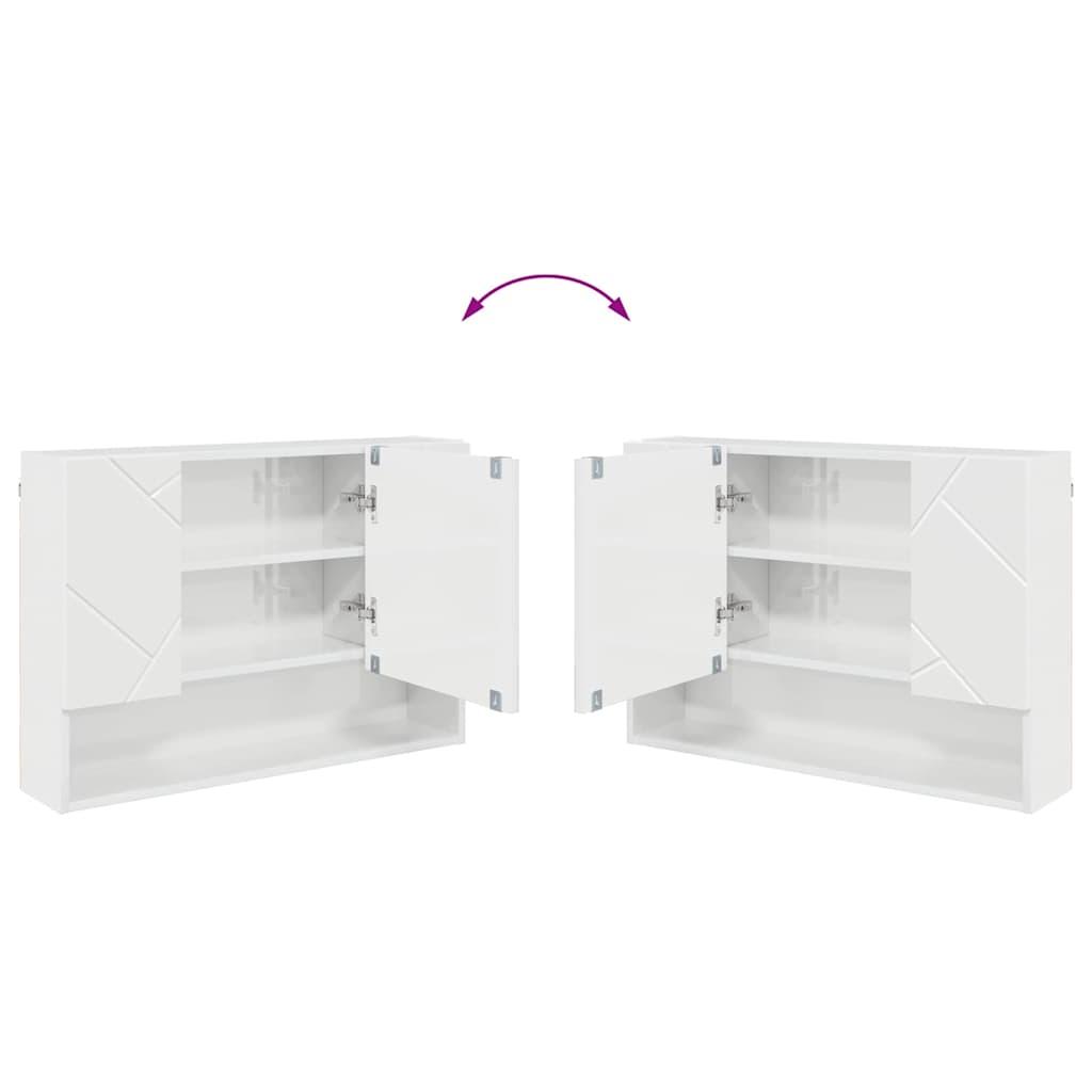 Set di mobili per il bagno con cassetto 2 pcs Bianco Lucido | homemem39