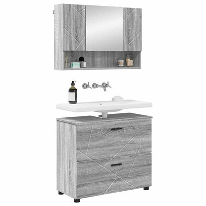 Set di mobili per il bagno con cassetto 2 pcs Grigio Sonoma