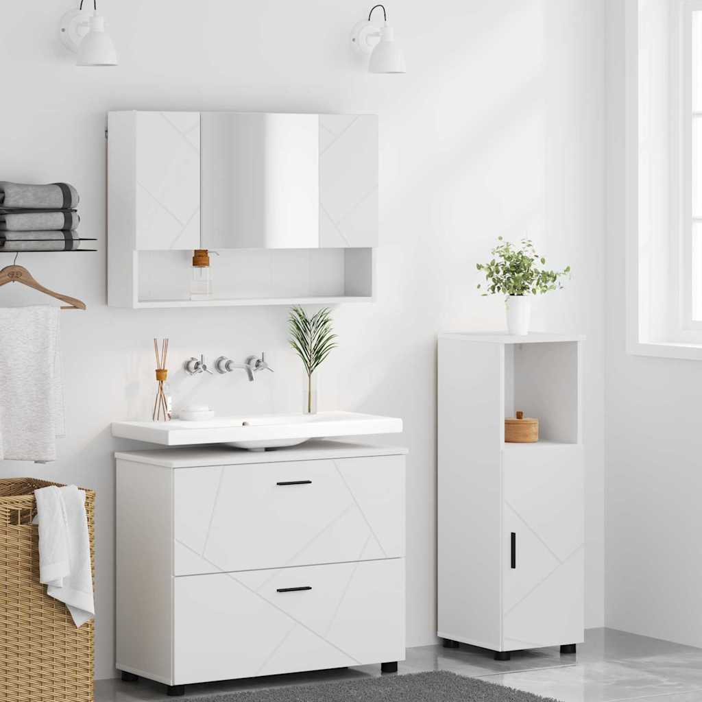 Set di mobili per il bagno con cassetto con porta 3 pcs Bianco | homemem39