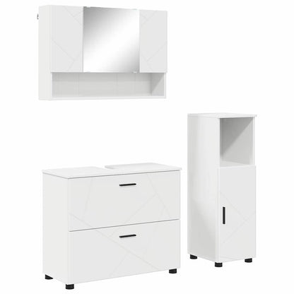 Set di mobili per il bagno con cassetto con porta 3 pcs Bianco | homemem39