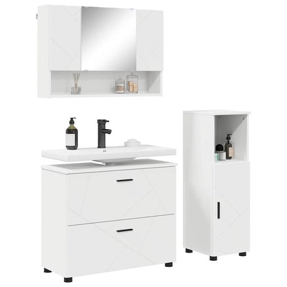 Set di mobili per il bagno con cassetto con porta 3 pcs Bianco | homemem39
