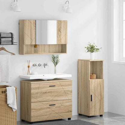 Set di mobili per il bagno con cassetto 3 pcs Rovere Sonoma
