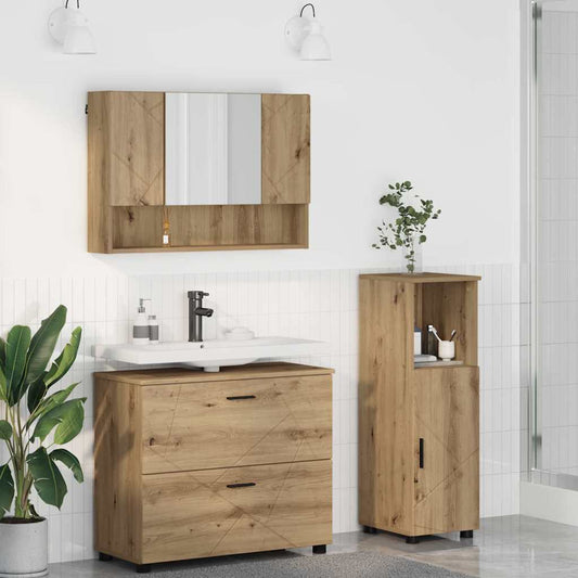 Set di mobili per il bagno con porta 3 pcs Rovere artigianale