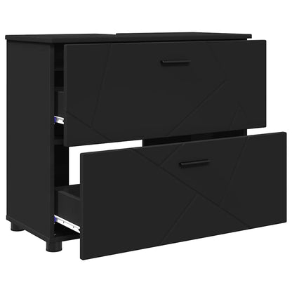 Set di mobili per il bagno con cassetto con porta 3 pcs Nero | homemem39
