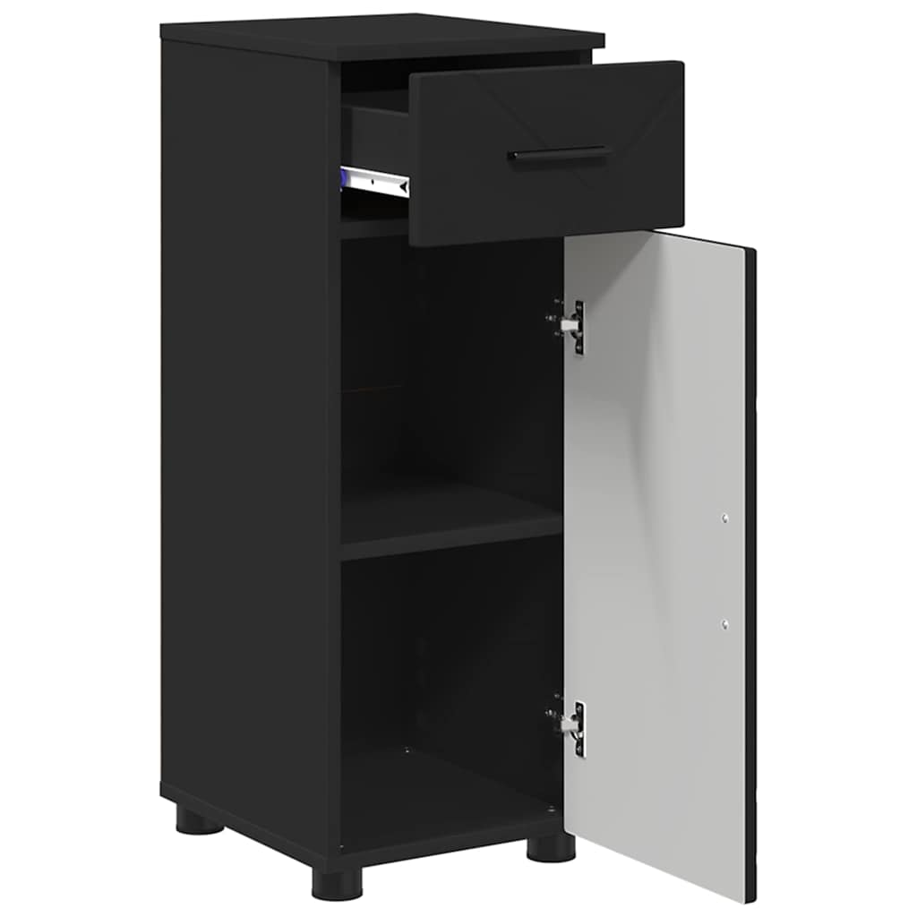 Set di mobili per il bagno con cassetto con porta 3 pcs Nero | homemem39