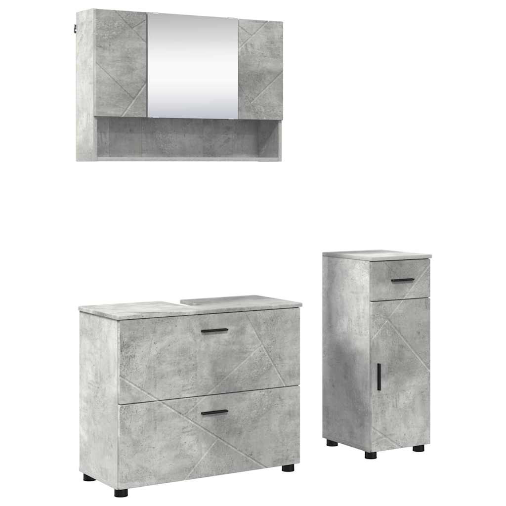 Set di mobili per il bagno con cassetto 3 pcs Grigio cemento