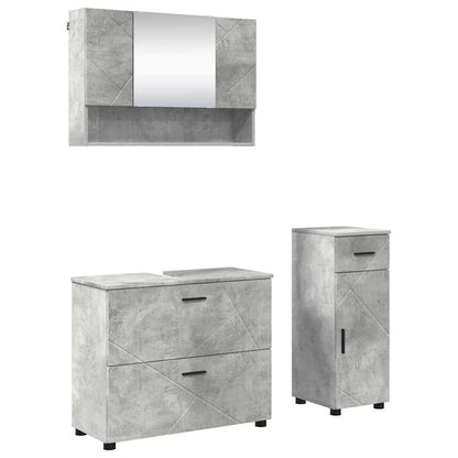 Set di mobili per il bagno con cassetto 3 pcs Grigio cemento