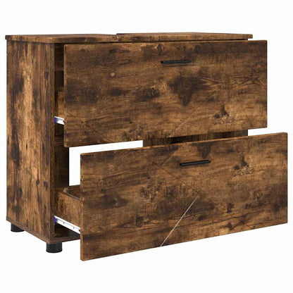 Set di mobili per il bagno con cassetto 3 pcs Rovere fumé