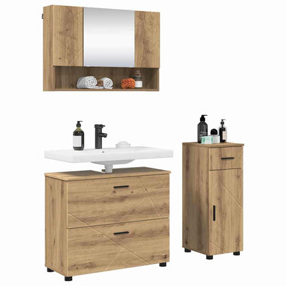 Set di mobili per il bagno con porta 3 pcs Rovere artigianale