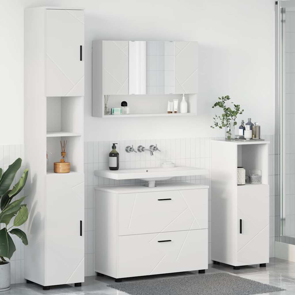 Set di mobili per il bagno con cassetto con porta 4 pcs Bianco | homemem39