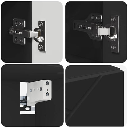 Set di mobili per il bagno con cassetto con porta 4 pcs Nero | homemem39