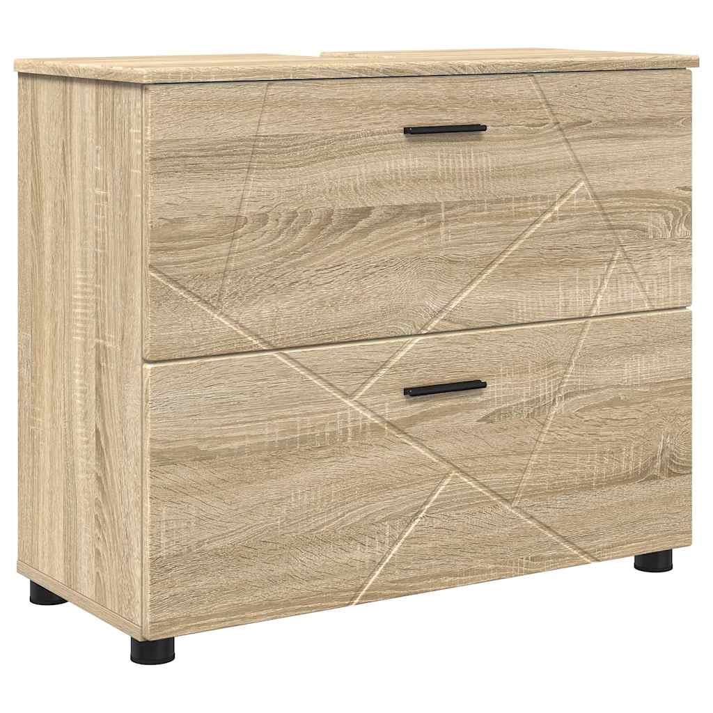 Set di mobili per il bagno con cassetto 4 pcs Rovere Sonoma