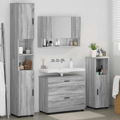 Set di mobili per il bagno con cassetto 4 pcs Grigio Sonoma