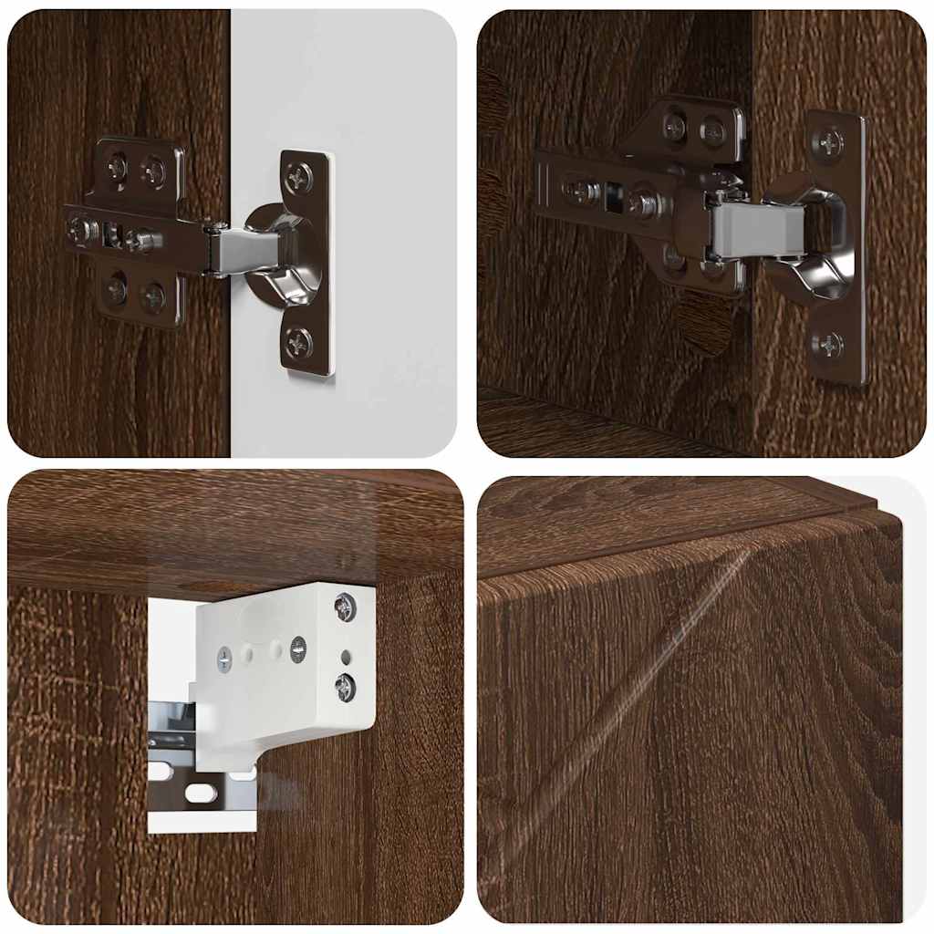 Set di mobili per il bagno con cassetto 4 pcs Rovere Marrone