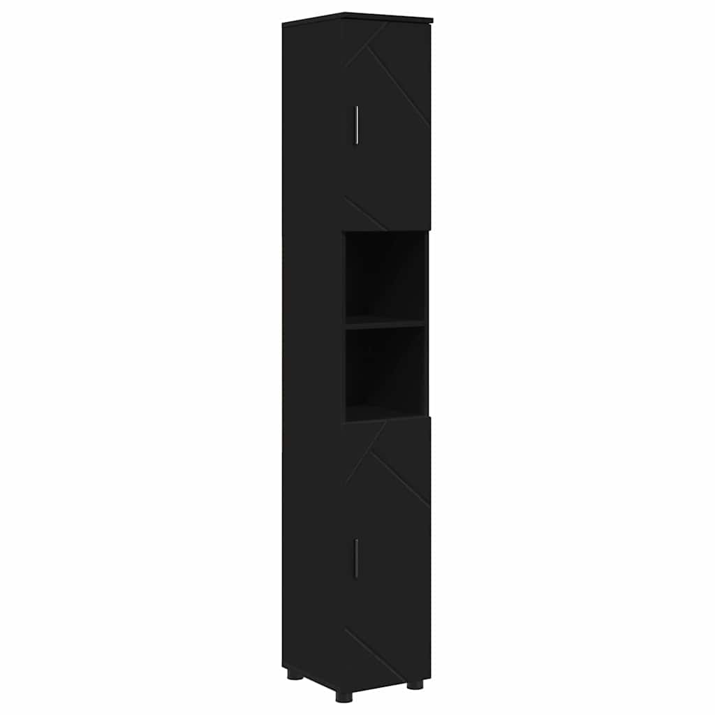 Set di mobili per il bagno con cassetto con porta 4 pcs Nero | homemem39
