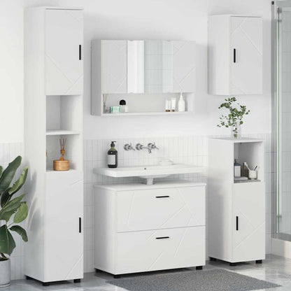 Set di mobili per il bagno con cassetto con porta 5 pcs Bianco | homemem39
