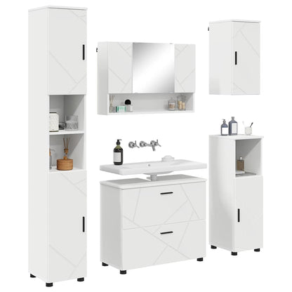 Set di mobili per il bagno con cassetto con porta 5 pcs Bianco | homemem39