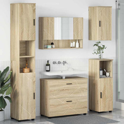 Set di mobili per il bagno con cassetto 5 pcs Rovere Sonoma