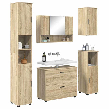 Set di mobili per il bagno con cassetto 5 pcs Rovere Sonoma