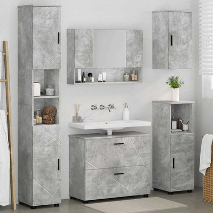 Set di mobili per il bagno con cassetto 5 pcs Grigio cemento