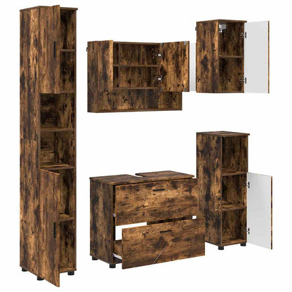 Set di mobili per il bagno 5 pz Rovere fumé 35 x 30 x 192 cm