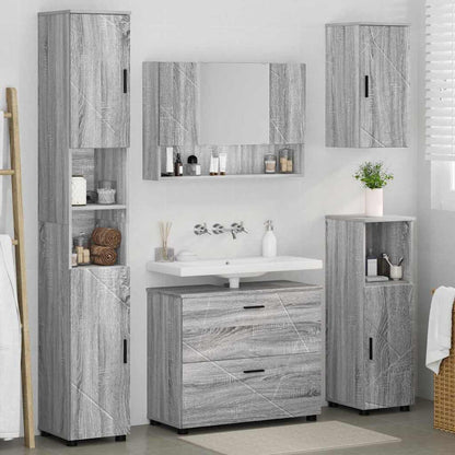 Set di mobili per il bagno con cassetto 5 pcs Grigio Sonoma
