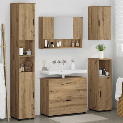Set di mobili per il bagno 5 pz Rovere artigianale | homemem39