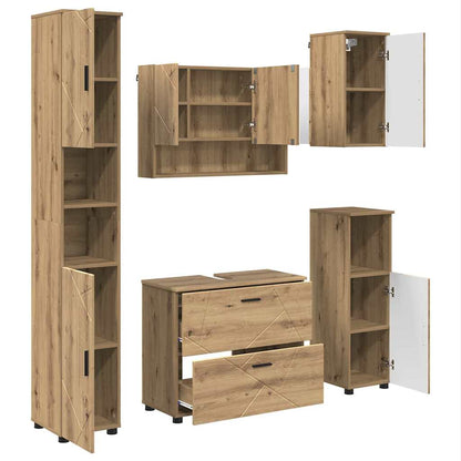 Set di mobili per il bagno 5 pz Rovere artigianale | homemem39
