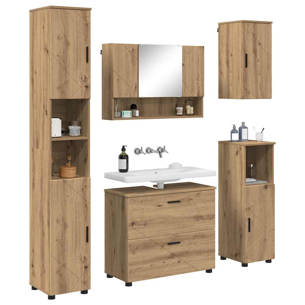 Set di mobili per il bagno 5 pz Rovere artigianale | homemem39