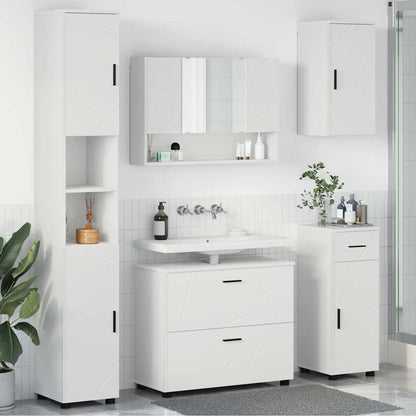 Set di mobili per il bagno con cassetto con porta 5 pcs Bianco | homemem39