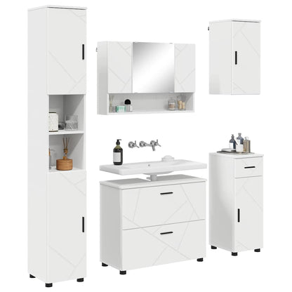 Set di mobili per il bagno con cassetto con porta 5 pcs Bianco | homemem39