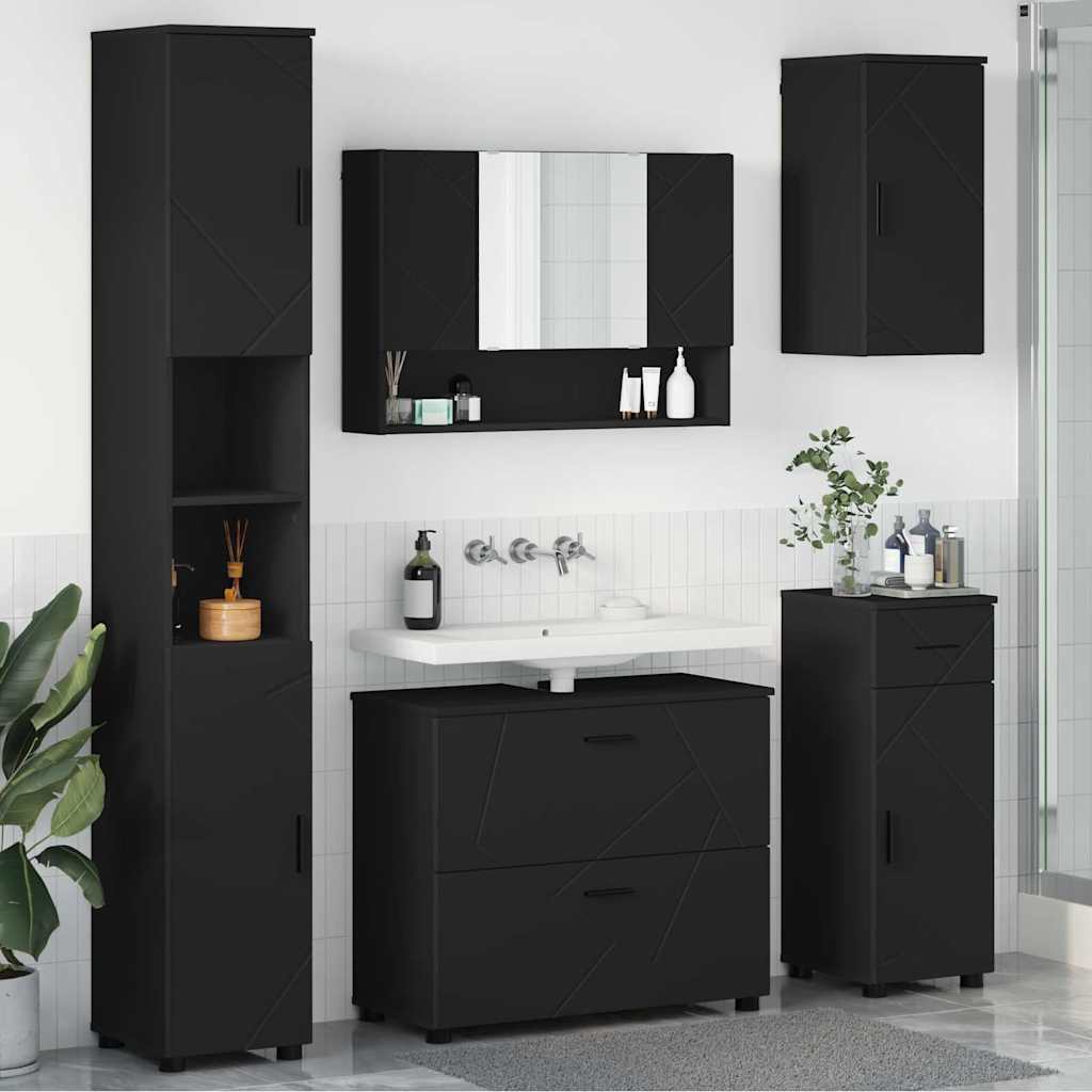 Set di mobili per il bagno 5 pz Nero 35 x 30 x 192 cm - homemem39