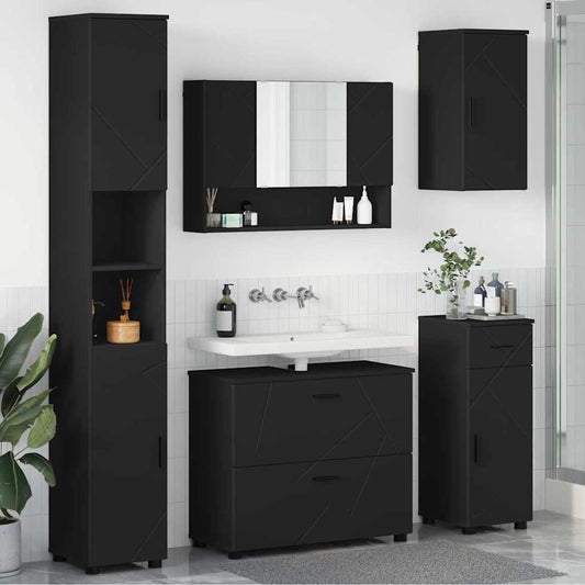 Set di mobili per il bagno 5 pz Nero 35 x 30 x 192 cm