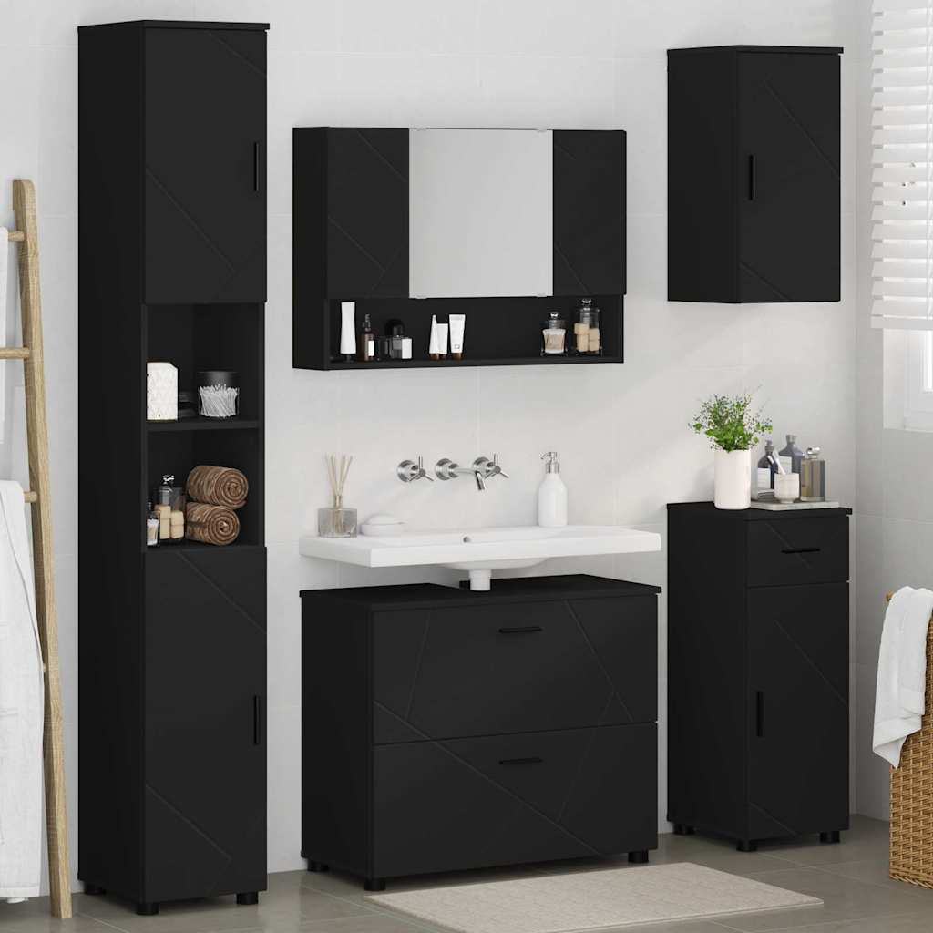 Set di mobili per il bagno 5 pz Nero 35 x 30 x 192 cm - homemem39