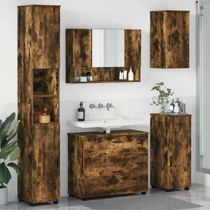 Set di mobili per il bagno 5 pz Rovere fumé 35 x 30 x 192 cm | homemem39