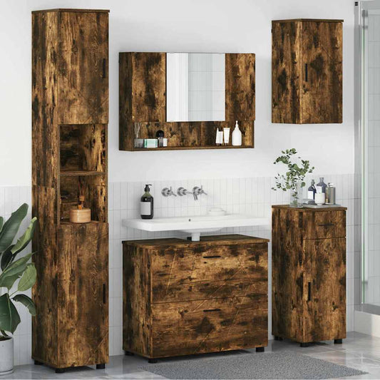 Set di mobili per il bagno 5 pz Rovere fumé 35 x 30 x 192 cm | homemem39