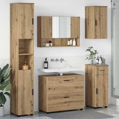 Set di mobili per il bagno 5 pz Rovere artigianale | homemem39