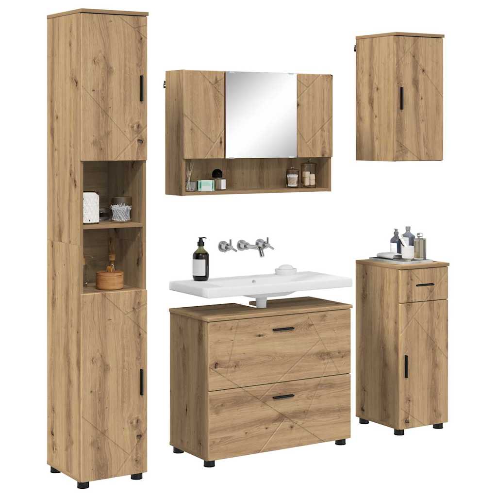 Set di mobili per il bagno 5 pz Rovere artigianale | homemem39