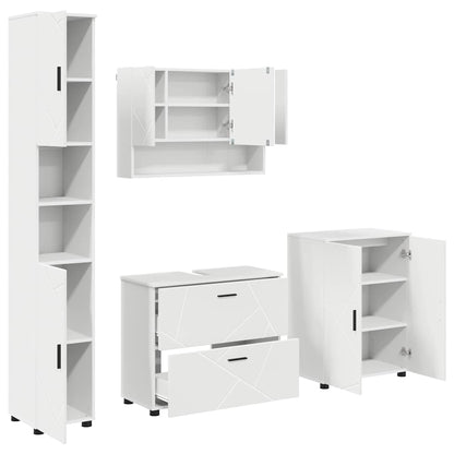 Set di mobili per il bagno con cassetto con porta 4 pcs Bianco | homemem39