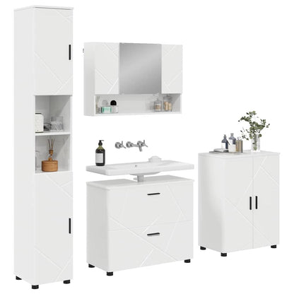 Set di mobili per il bagno con cassetto 4 pcs Bianco Lucido | homemem39