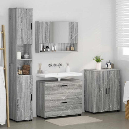 Set di mobili per il bagno con cassetto 4 pcs Grigio Sonoma