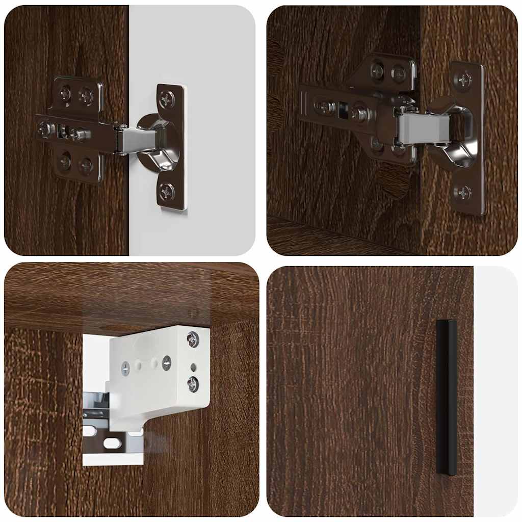 Set di mobili per il bagno con cassetto 4 pcs Rovere Marrone