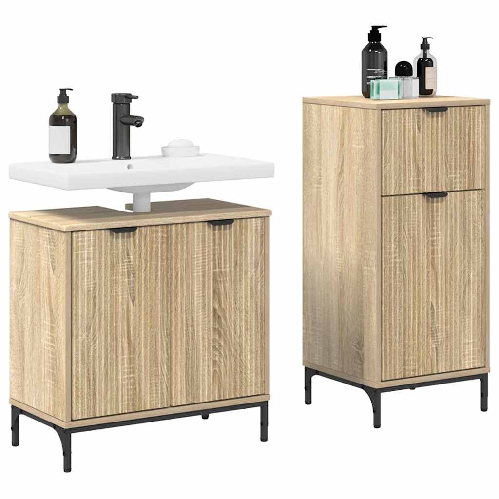 Set di mobili per il bagno con cassetto 2 pcs Rovere Sonoma | homemem39
