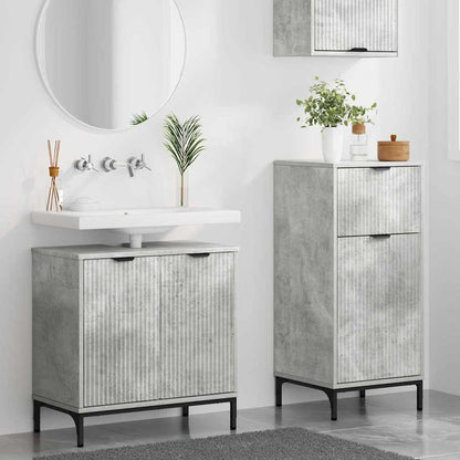 Set di mobili per il bagno con cassetto 2 pcs Grigio cemento | homemem39