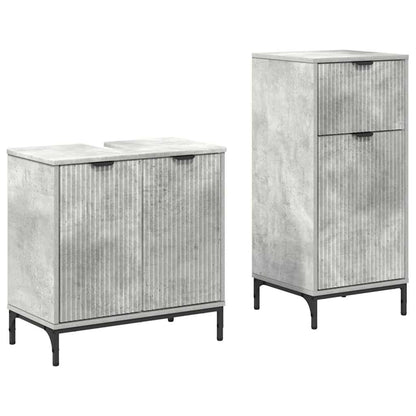 Set di mobili per il bagno con cassetto 2 pcs Grigio cemento | homemem39