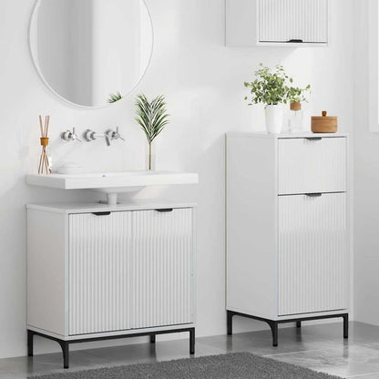 Set di mobili per il bagno con cassetto 2 pcs Bianco Lucido