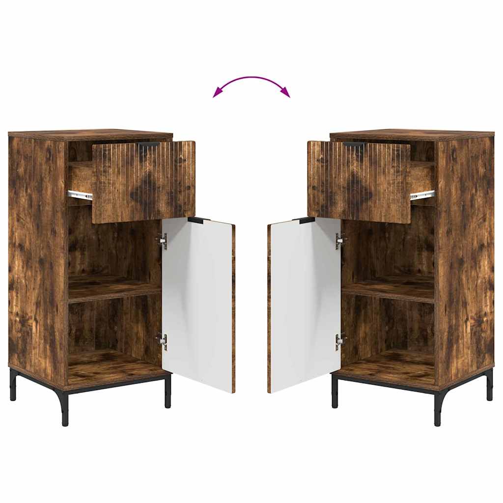 Set di mobili per il bagno con cassetto 2 pcs Rovere fumé | homemem39