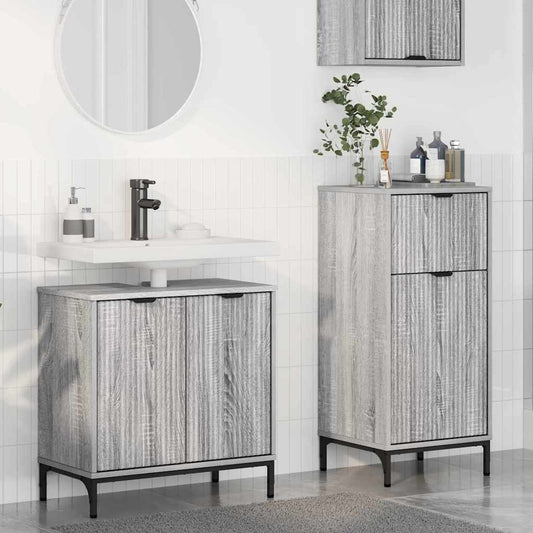 Set di mobili per il bagno con cassetto 2 pcs Grigio Sonoma | homemem39