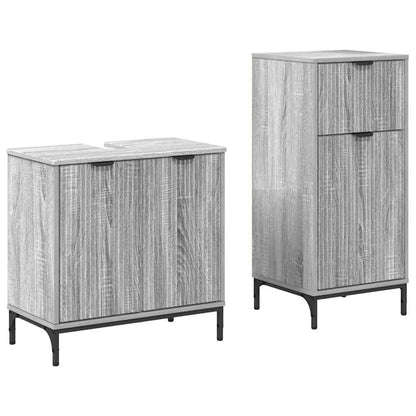 Set di mobili per il bagno con cassetto 2 pcs Grigio Sonoma | homemem39