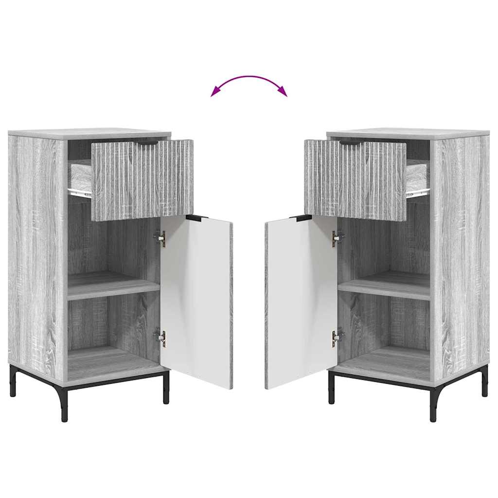 Set di mobili per il bagno con cassetto 2 pcs Grigio Sonoma | homemem39